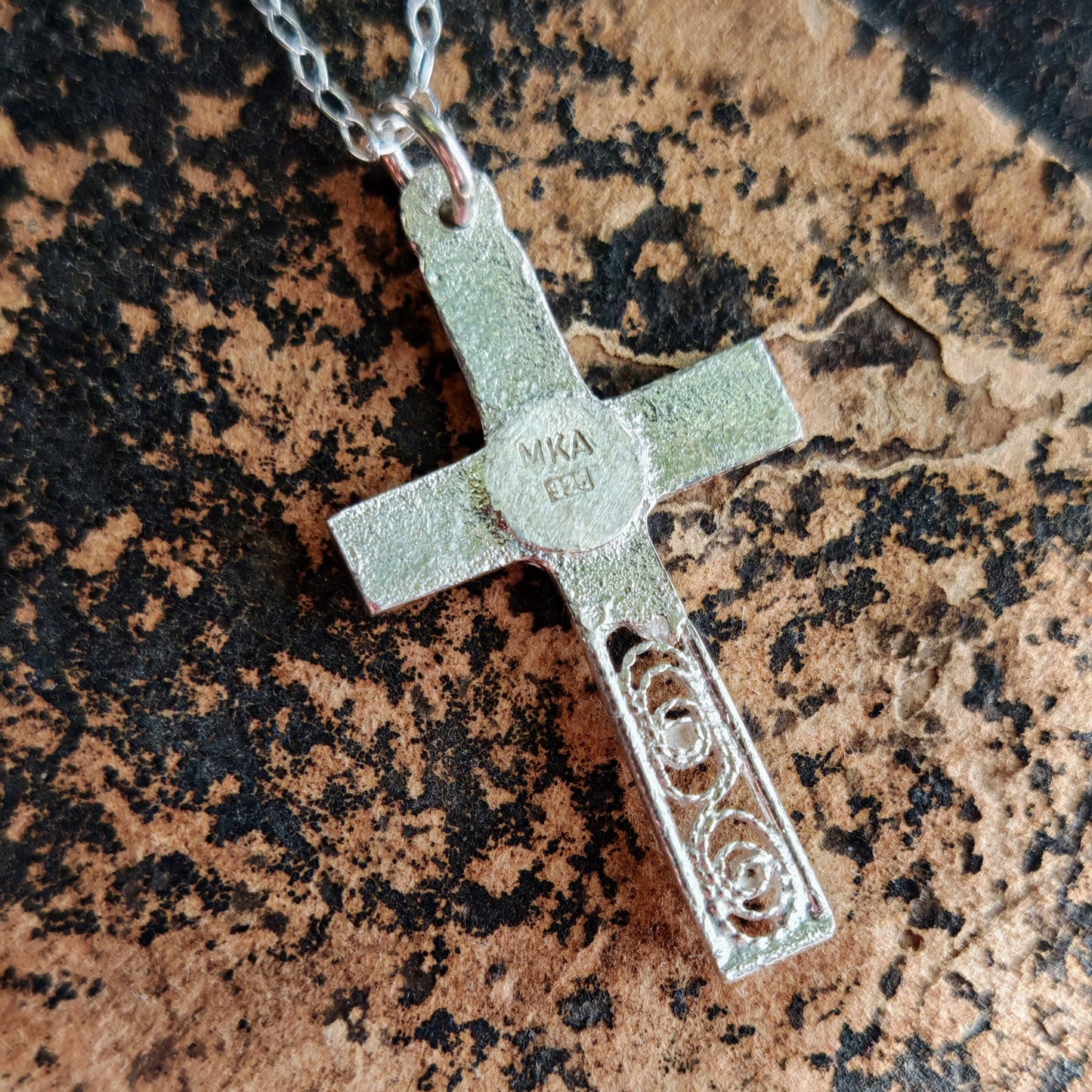 silver filigree cross back