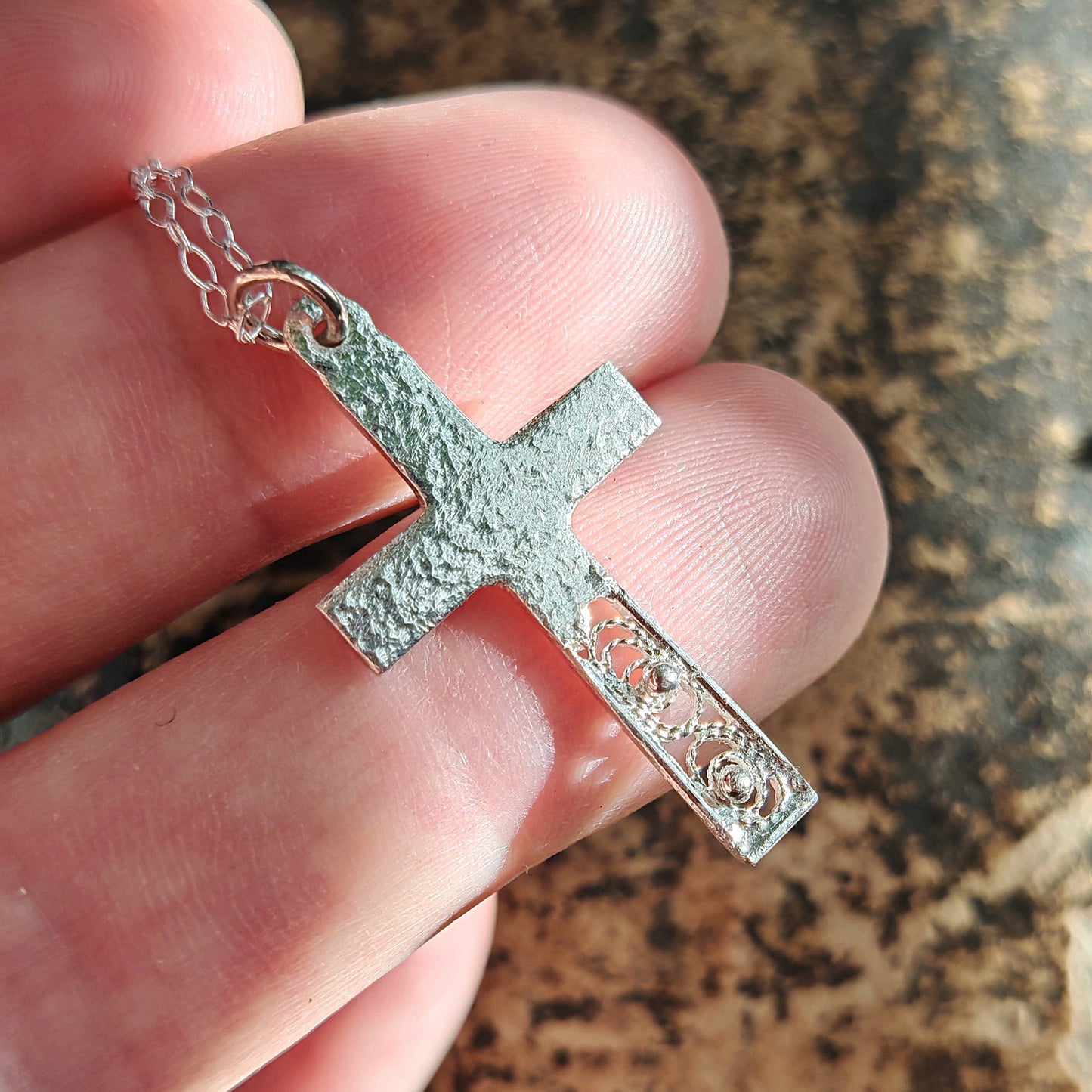 filigree cross pendant