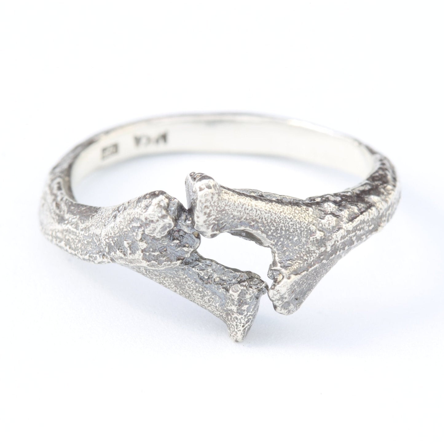 silver bones ring front