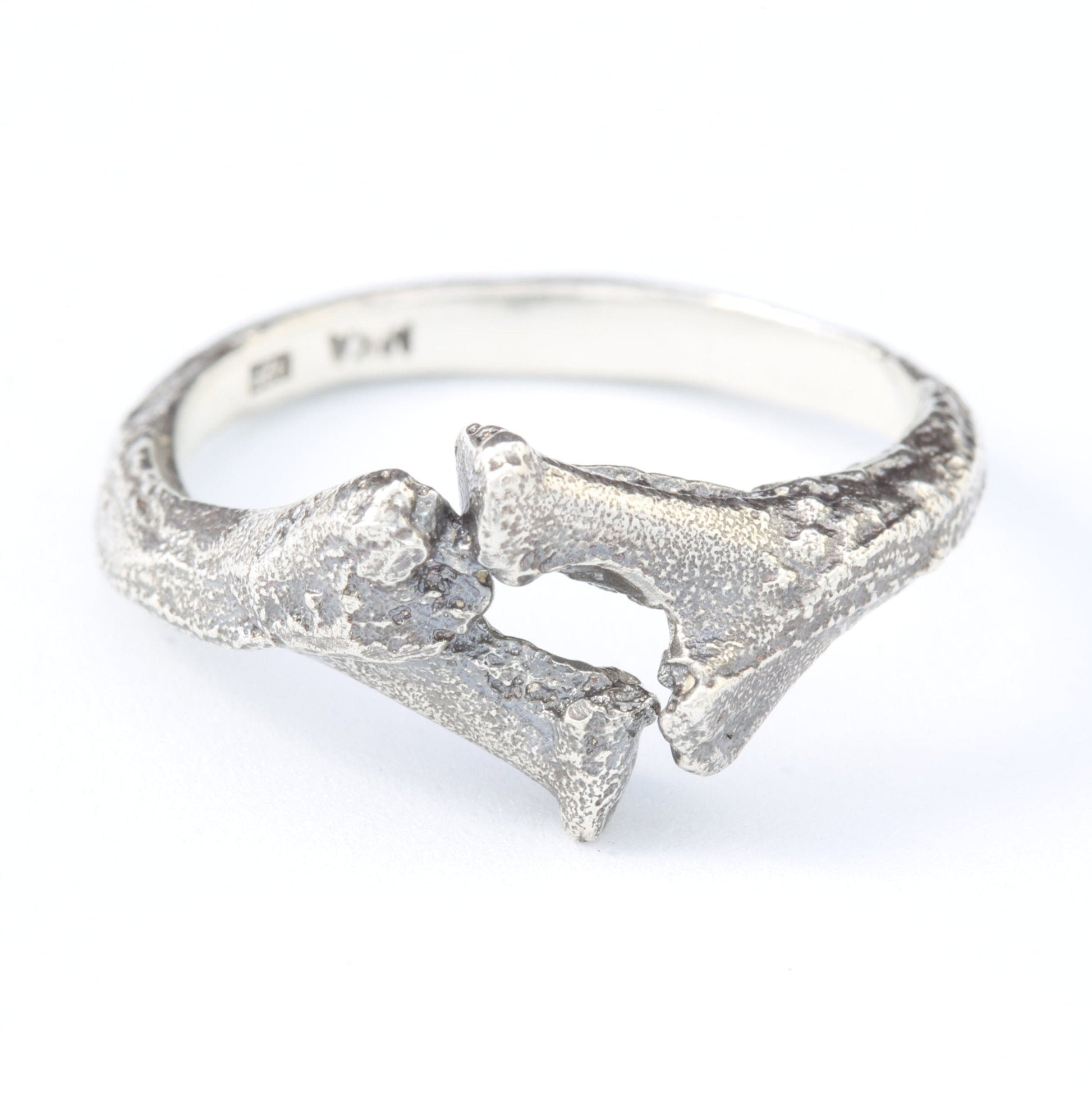 silver bones ring front