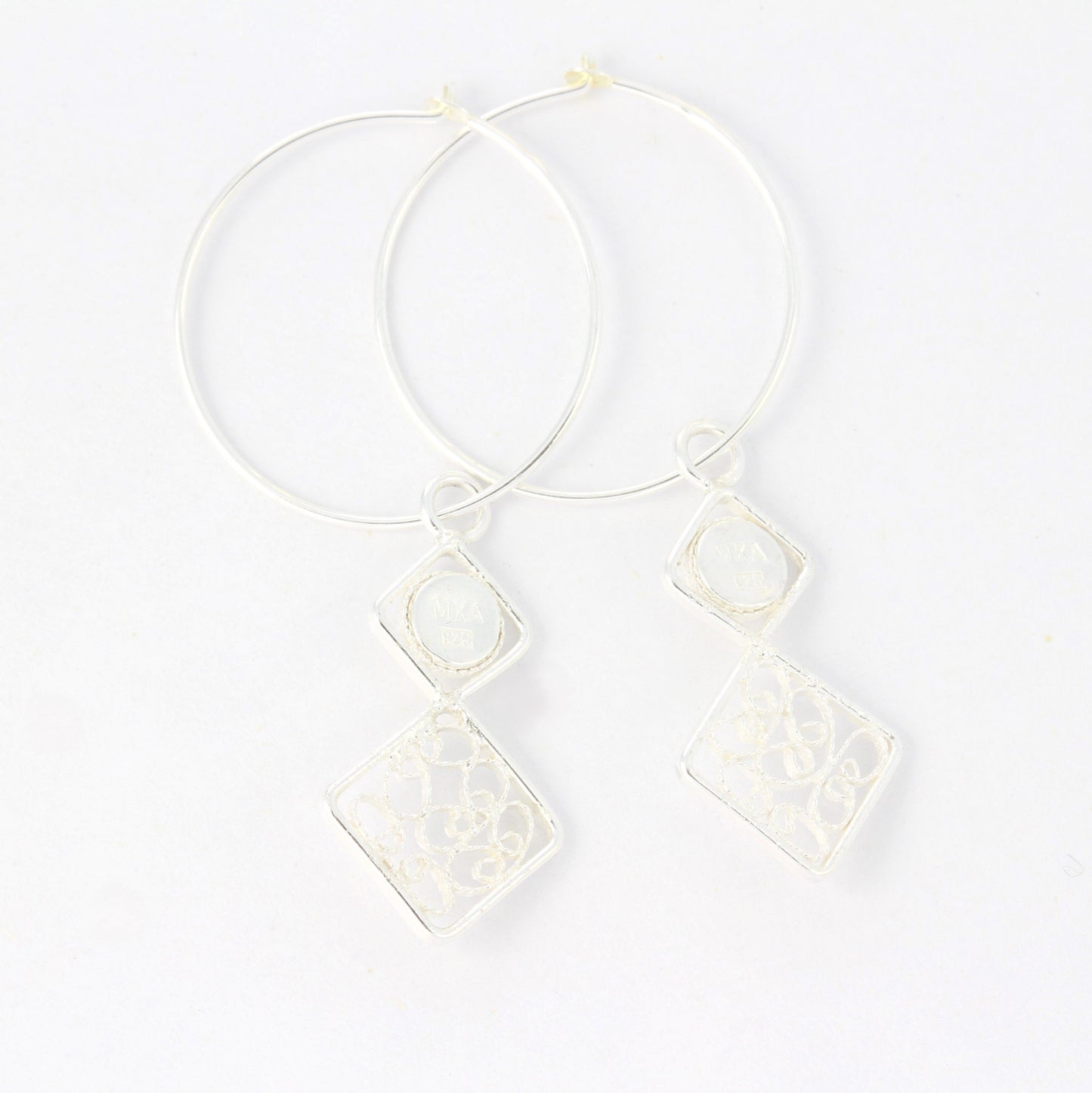 silver filigree earrings back