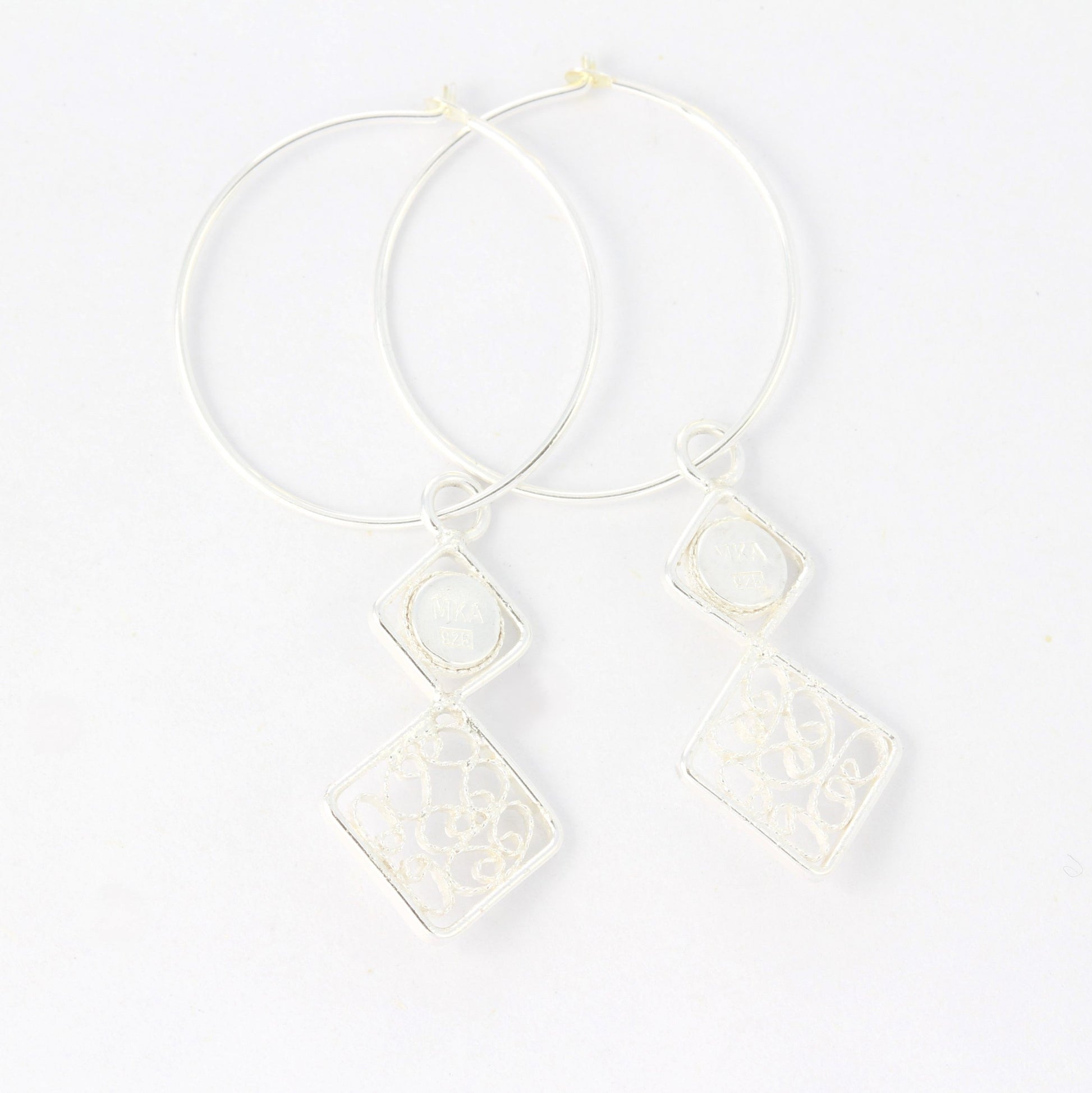 silver filigree earrings back