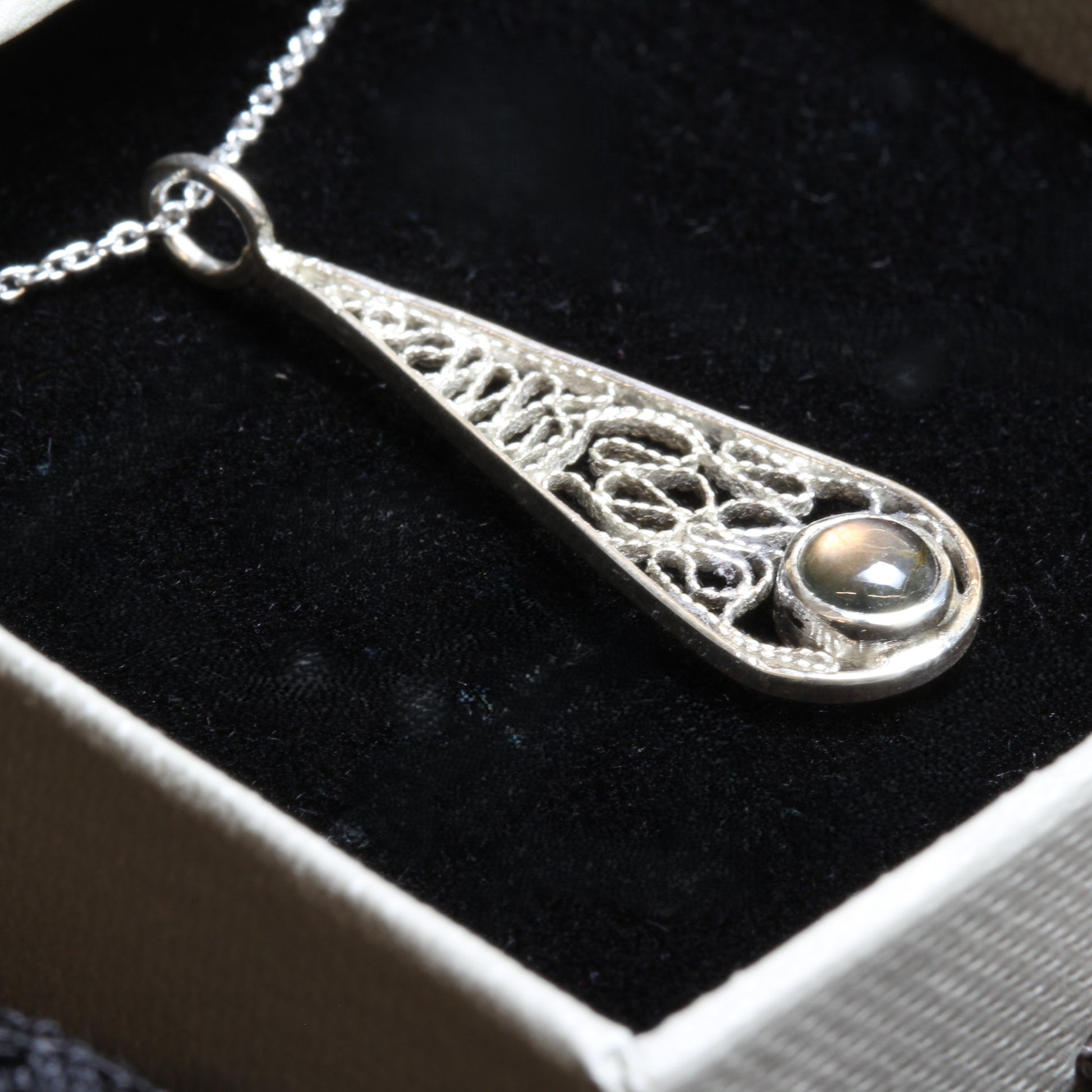 filigree necklace with spectrolite