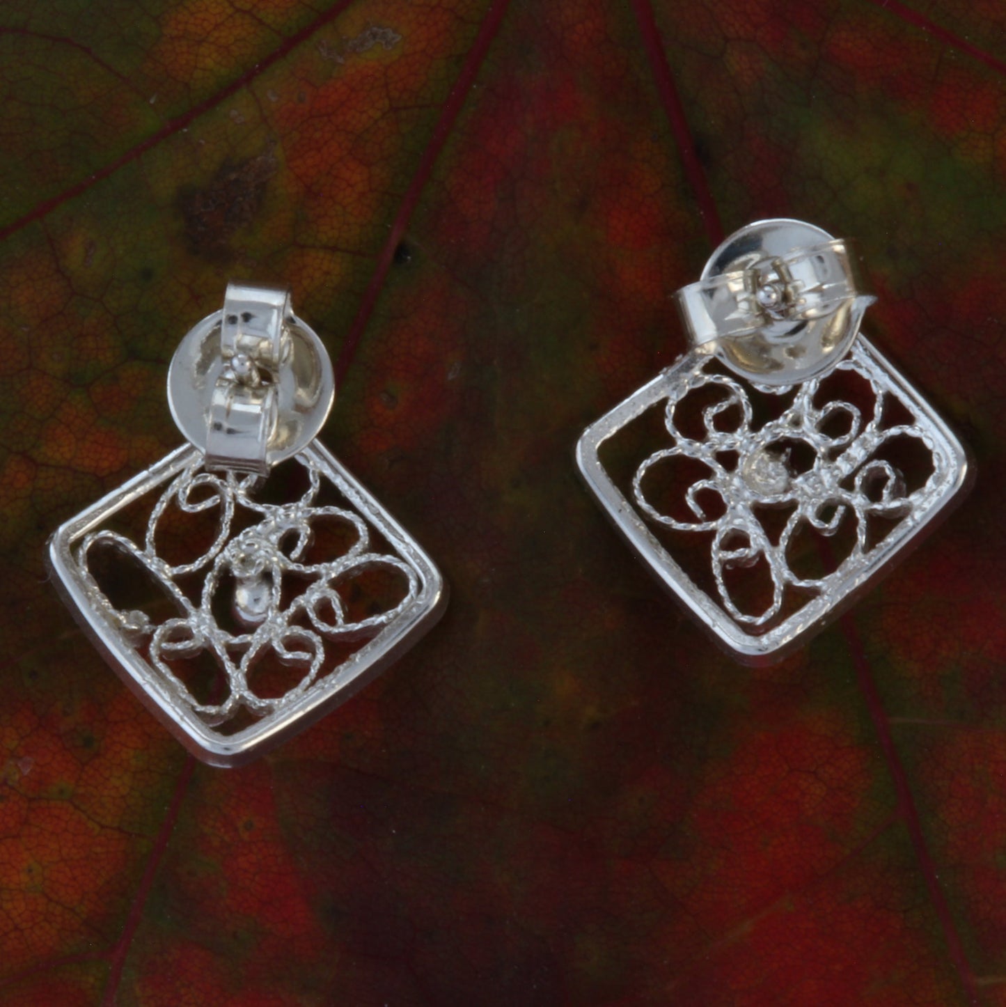 filigree stud earrings back