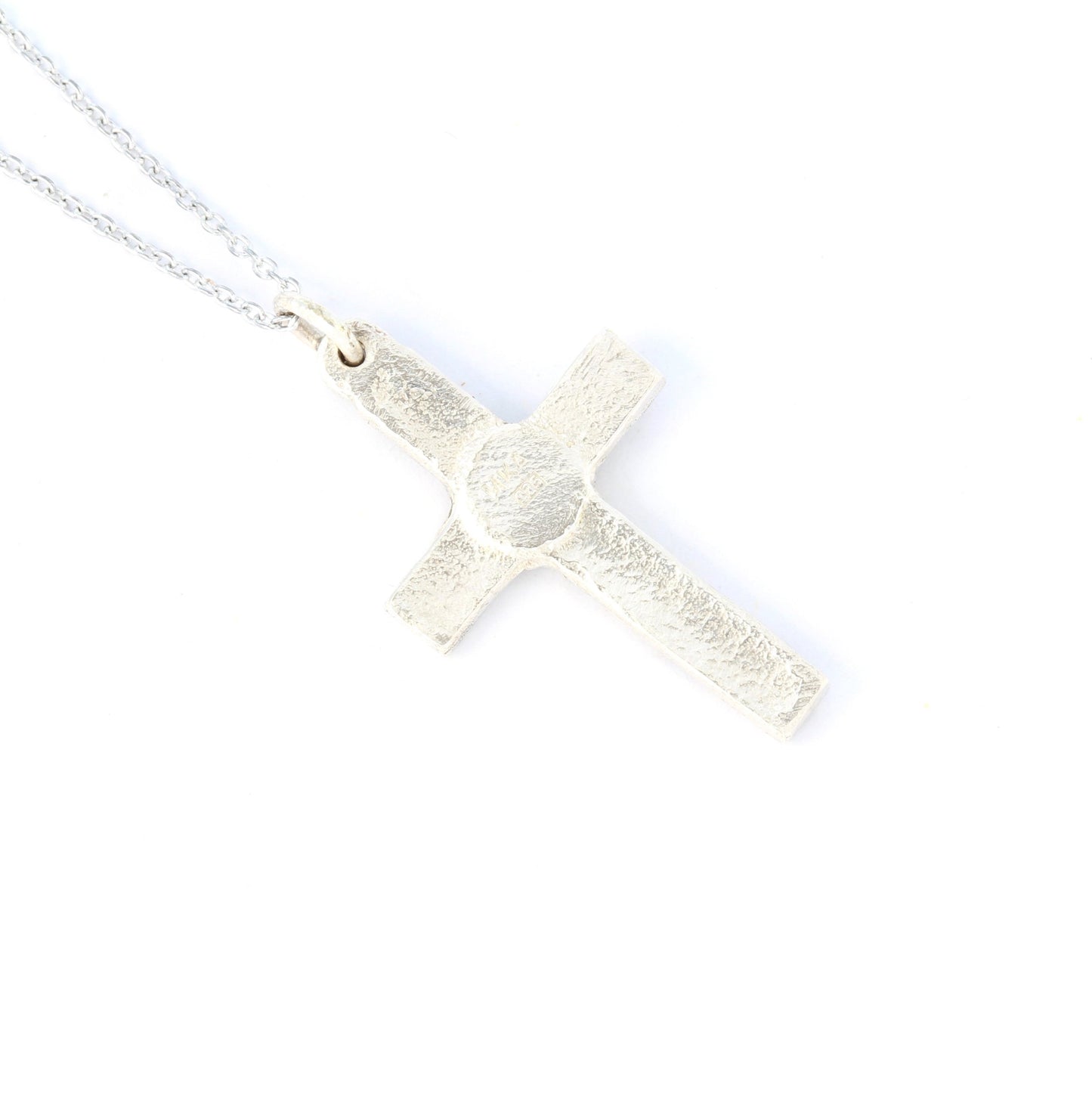 silver cross pendant back