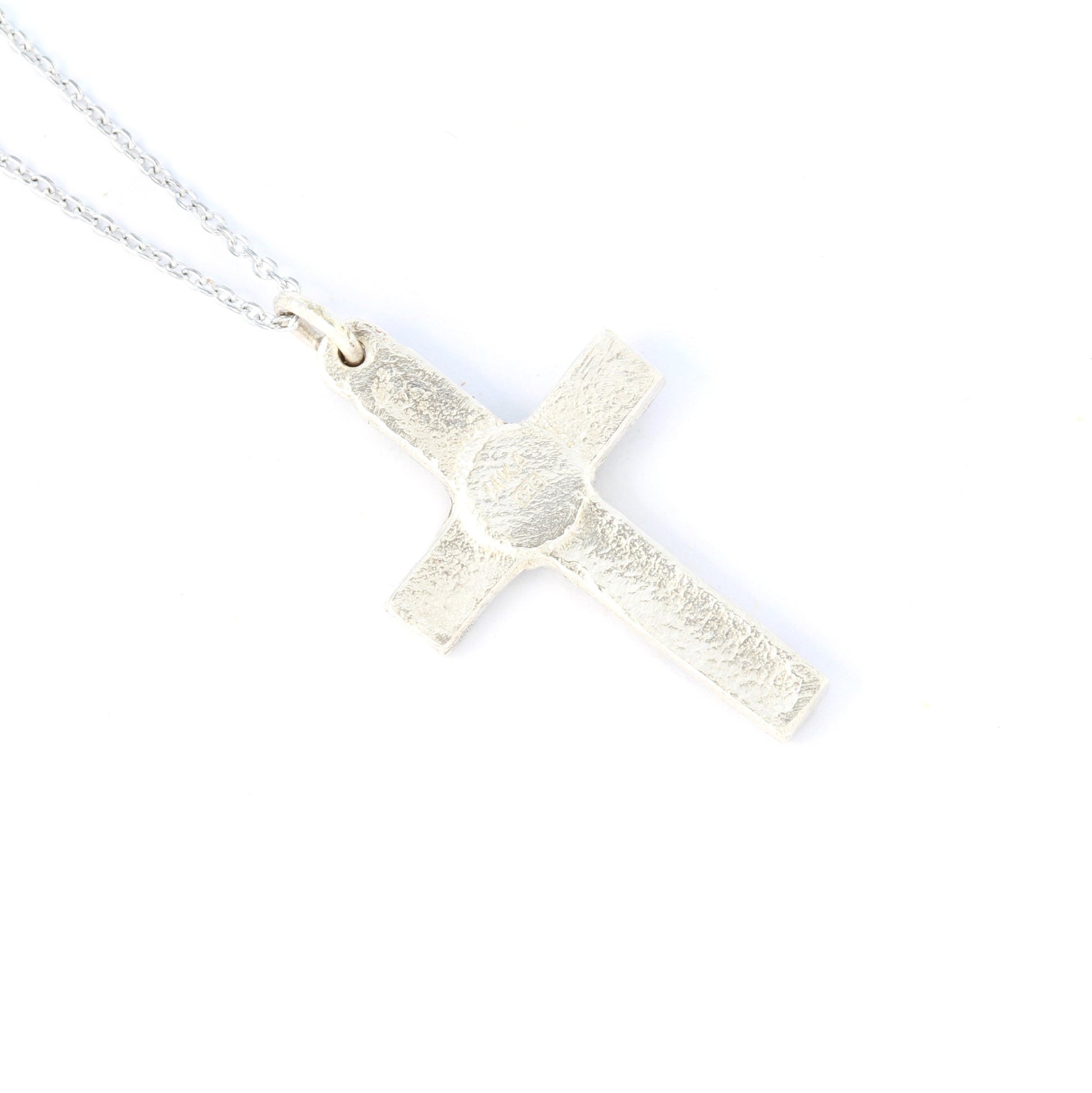 silver cross pendant back