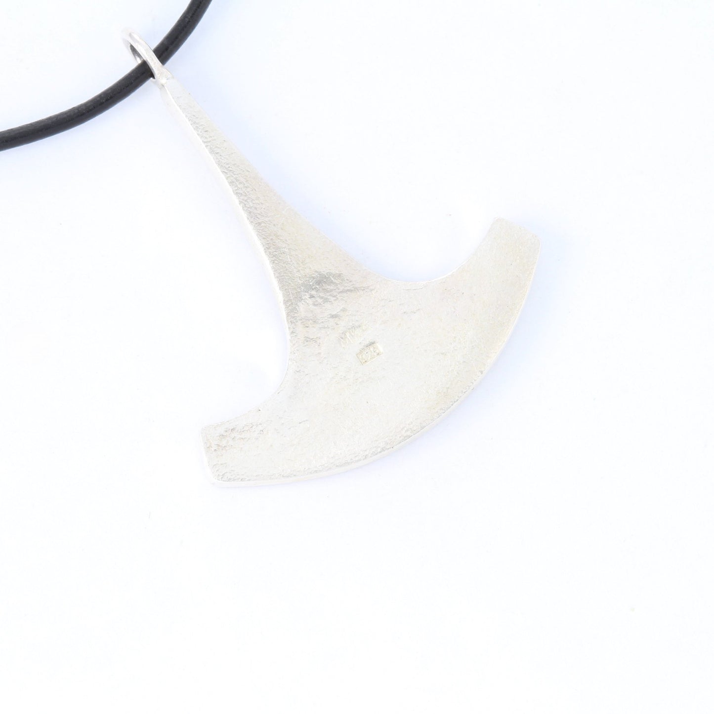 Ukko's hammer silver pendant with blue sapphire back